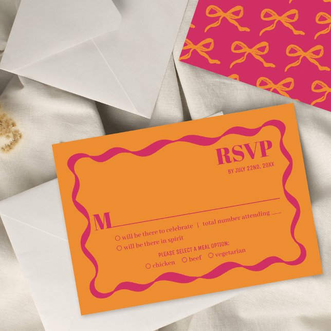Cartons Réponse Mariage rétro Coquette Bow (Créateur téléchargé)
