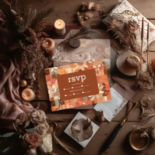 Cartons Réponse Mariage rétro funky orange floral