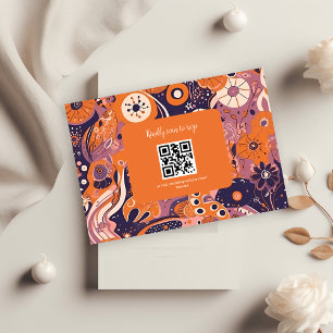 Cartons Réponse Mariage rétro orange rose fuchsia violet groovy