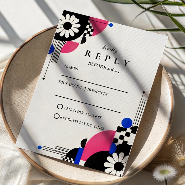 Cartons Réponse Mariage Rétro Romantique des Années 60 (Créateur téléchargé)