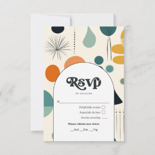 Cartons Réponse Mariage Rétro Vintage avec Motifs et Typographie