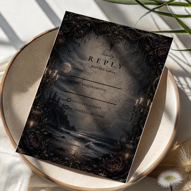 Cartons Réponse Mariage Romance Côtière Sombre (Créateur téléchargé)