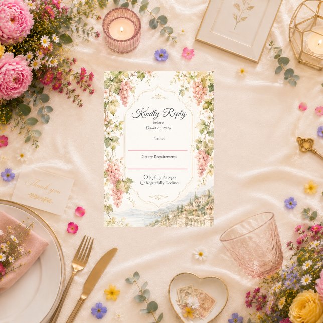 Cartons Réponse Mariage Romantique au Vignoble (Créateur téléchargé)
