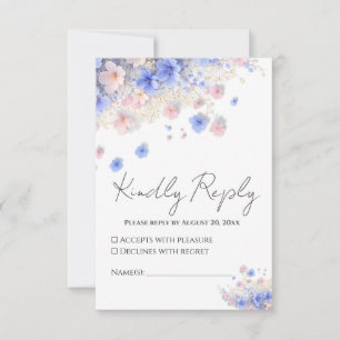 Cartons Réponse Mariage romantique aux fleurs sauvages Cottagecore