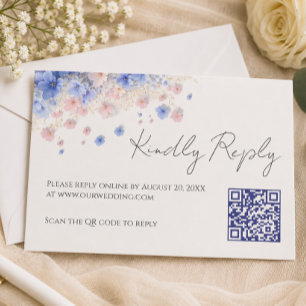 Cartons Réponse Mariage romantique aux fleurs sauvages Cottagecore