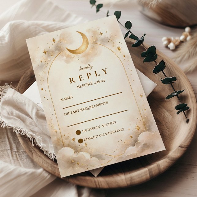 Cartons Réponse Mariage Romantique Céleste Intemporel (Créateur téléchargé)