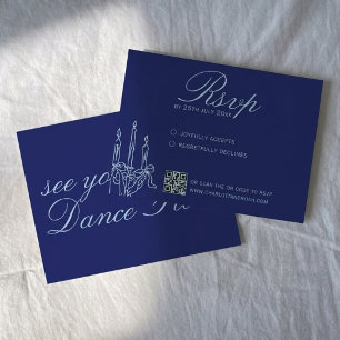 Cartons Réponse Mariage romantique chic et fantaisie bleu cobalt v