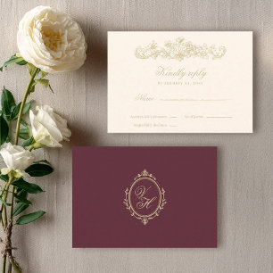 Cartons Réponse Mariage Romantique Classique Vintage Jardin Régenc