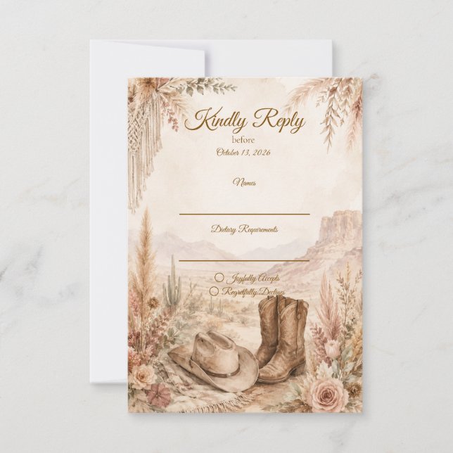 Cartons Réponse Mariage romantique dans le désert occidental (Devant)