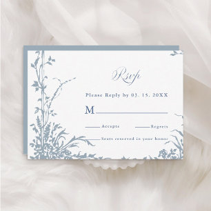 Cartons Réponse Mariage romantique dans le jardin botanique bleu p