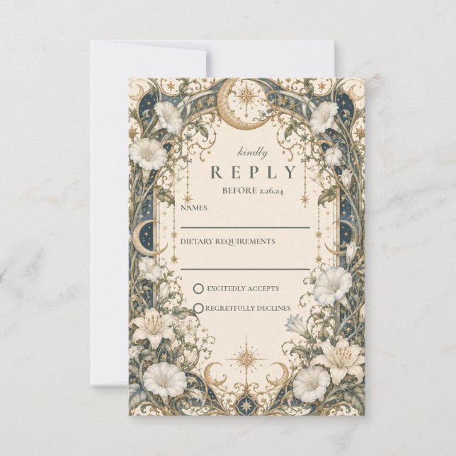 Cartons Réponse Mariage Romantique dans un Jardin Céleste (Devant)