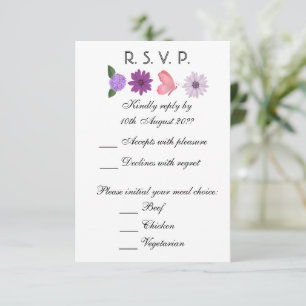 Cartons Réponse Mariage romantique dans un jardin de fleurs sauvag