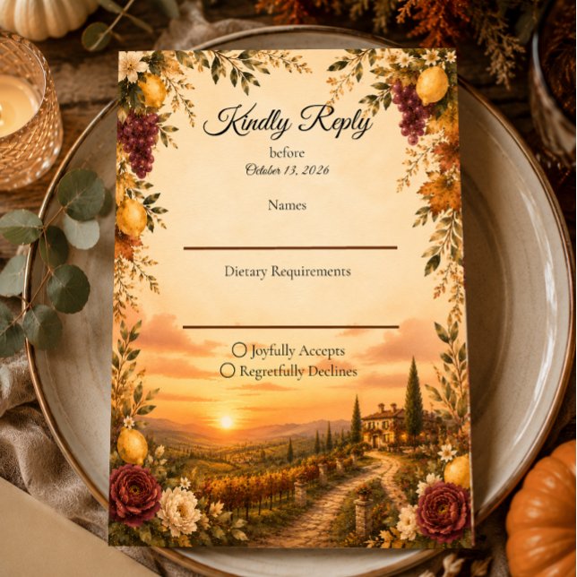 Cartons Réponse Mariage Romantique d'Automne Tuscan Rustique (Créateur téléchargé)