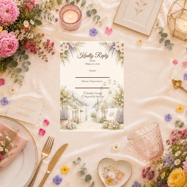 Cartons Réponse Mariage romantique de jardin côtier (Créateur téléchargé)