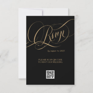 Cartons Réponse Mariage Romantique Élégant Noir Or