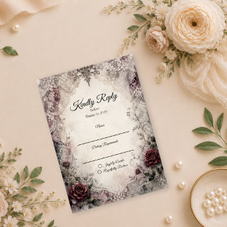 Cartons Réponse Mariage romantique en dentelle vintage