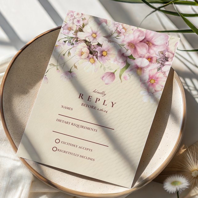 Cartons Réponse Mariage Romantique Floraison Printanière (Créateur téléchargé)