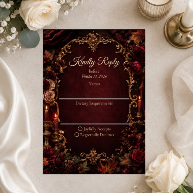 Cartons Réponse Mariage Romantique Gothique d'Automne (Créateur téléchargé)