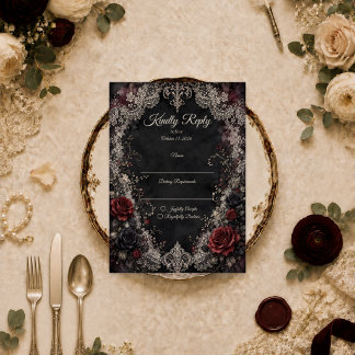Cartons Réponse Mariage romantique gothique en dentelle