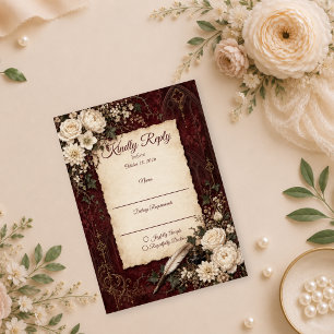 Cartons Réponse Mariage romantique gothique vintage