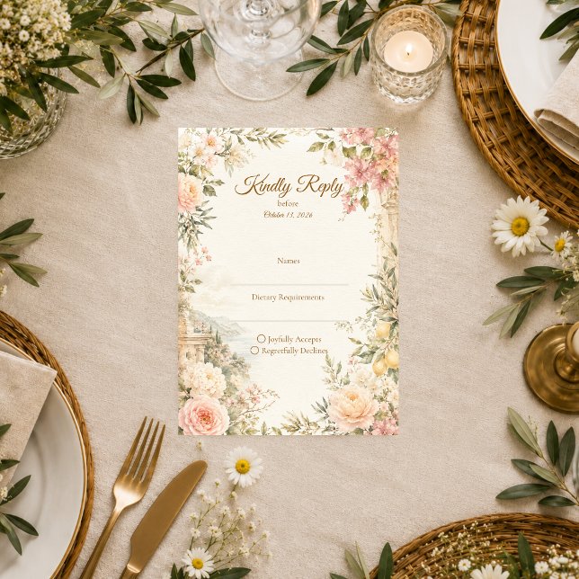 Cartons Réponse Mariage romantique méditerranéen (Créateur téléchargé)