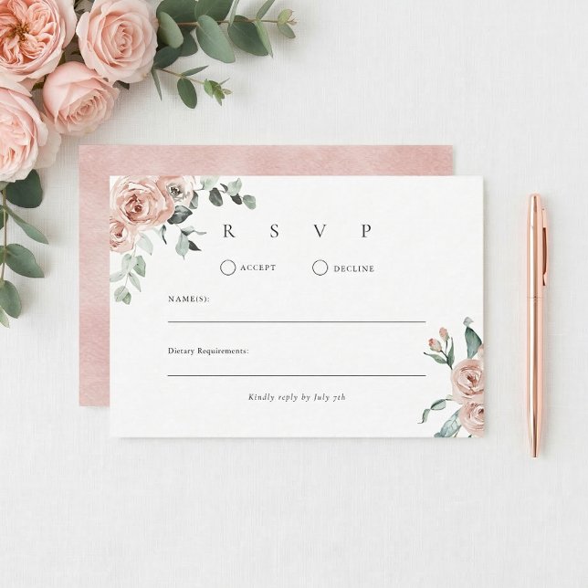 Cartons Réponse Mariage Romantique Rose Rose Pâle (Créateur téléchargé)