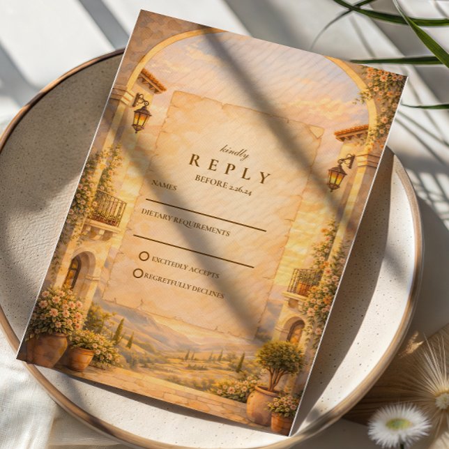 Cartons Réponse Mariage Romantique sous une Arche Espagnole (Créateur téléchargé)