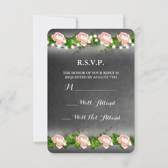 Cartons Réponse Mariage Rose Chalkboard R.S.V.P. (Devant)