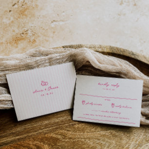 Cartons Réponse Mariage rose gribouillé