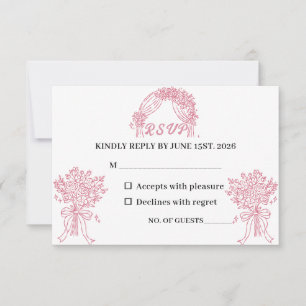 Cartons Réponse Mariage Rose Pâle Élégant Minimaliste