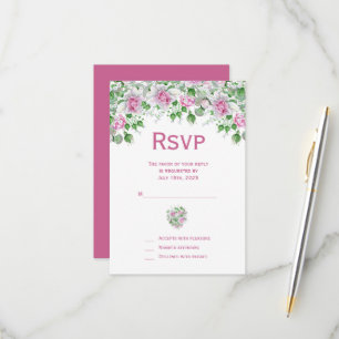 Cartons Réponse Mariage Rose romantique rose
