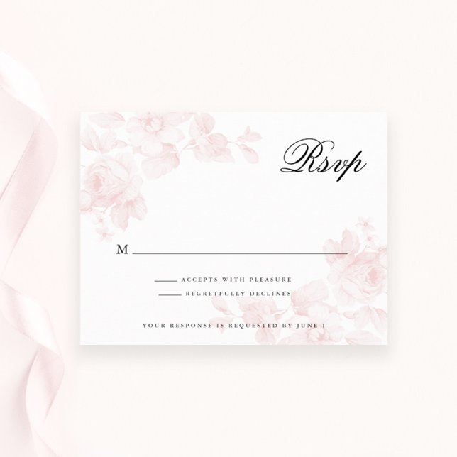 Cartons Réponse Mariage rose Rose vintage (Créateur téléchargé)