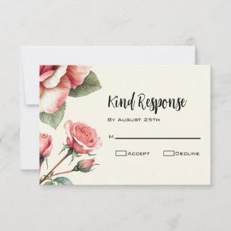 Cartons Réponse Mariage rose Shabby