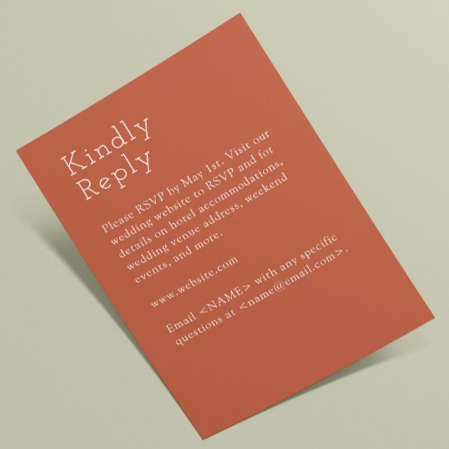 Cartons Réponse Mariage rouge cuivre minimaliste (Créateur téléchargé)