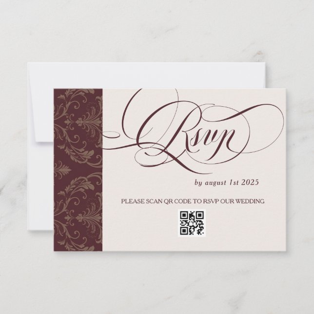 Cartons Réponse Mariage Royal Luxueux Bourgogne (Devant)