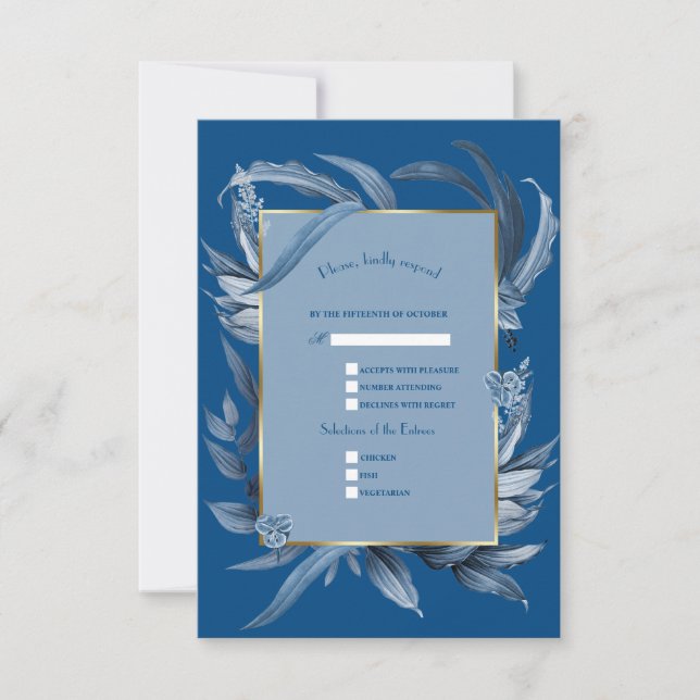 Cartons Réponse Mariage Royal Or Fleur-de-lis Gatsby (Devant)