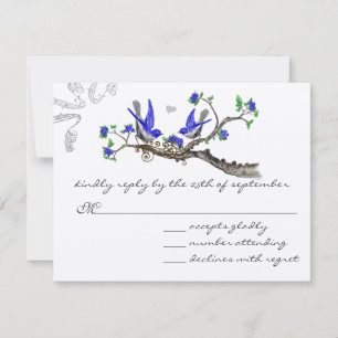 Cartons Réponse Mariage Royal vintage bleu et grisRSVP