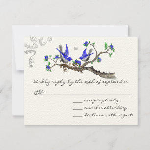 Cartons Réponse Mariage Royal vintage bleu et grisRSVP