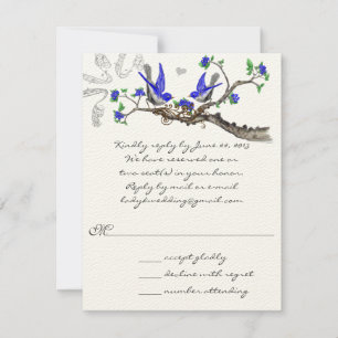Cartons Réponse Mariage Royal vintage bleu et grisRSVP