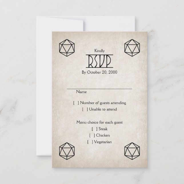 Cartons Réponse Mariage RPG D20 (Devant)