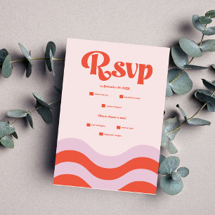 Cartons Réponse Mariage RS Typographie Rétro Moderne Rose Et Orang