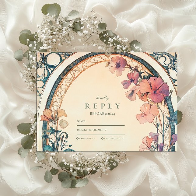 Cartons Réponse Mariage Rust Blue Bloom (Créateur téléchargé)