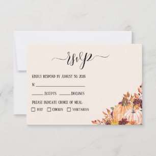 Cartons Réponse Mariage Rustic Fall Citrouille avec options de rep