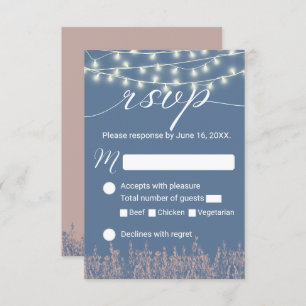 Cartons Réponse Mariage rustique à la dauphine bleue