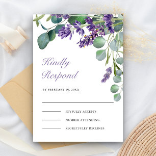 Cartons Réponse Mariage rustique au lavande et à l'eucalyptus