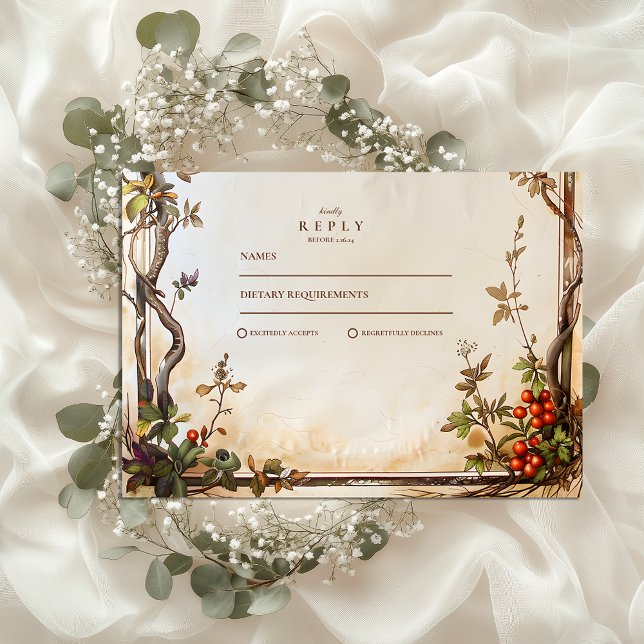 Cartons Réponse Mariage Rustique aux Baies et Branches (Créateur téléchargé)
