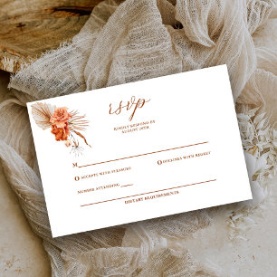 Cartons Réponse Mariage rustique bohème aux fleurs orange brûlé