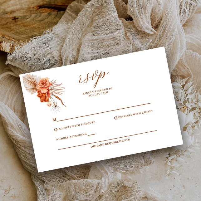 Cartons Réponse Mariage rustique bohème aux fleurs orange brûlé (Créateur téléchargé)