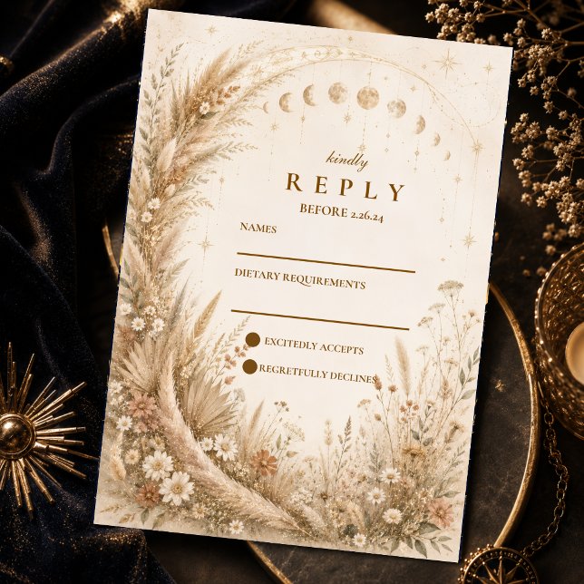Cartons Réponse Mariage rustique céleste fantaisiste (Créateur téléchargé)