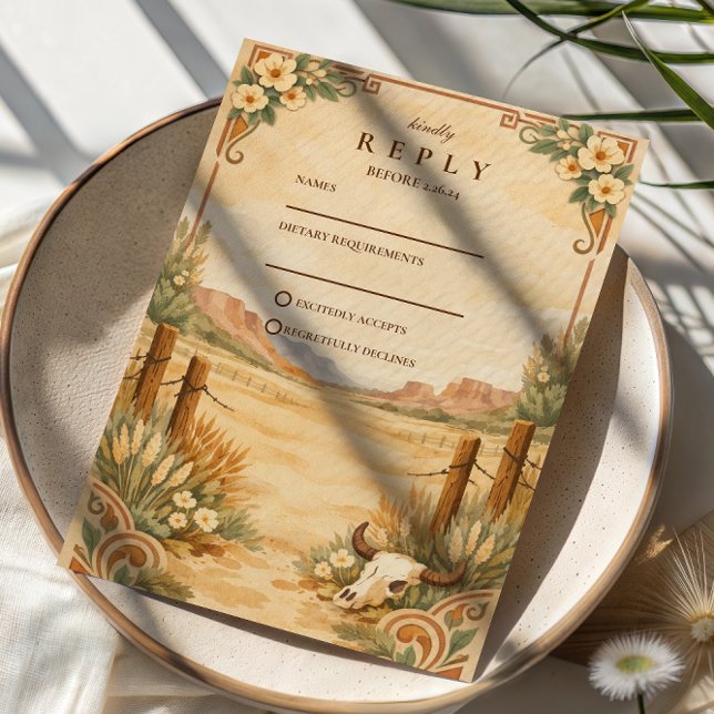 Cartons Réponse Mariage rustique dans le désert occidental (Créateur téléchargé)
